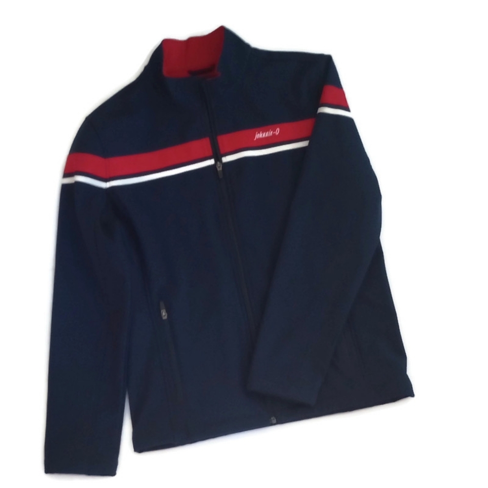 johnnie-O Mens Maritime Full Zip Soft Shell Lined Navy Blue Jacket, Size Medium